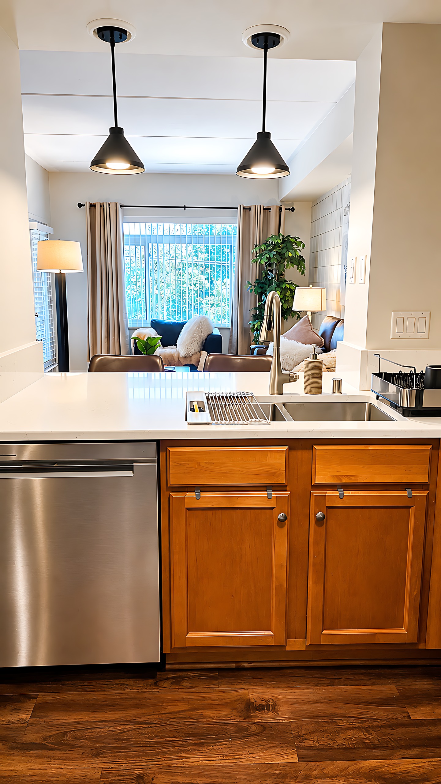 Kitchen, counter and dishwasher, Unit 416
