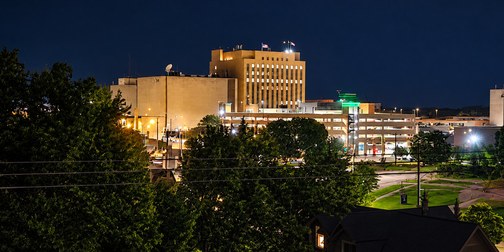 Downtown Appleton at night, seen from Richmond Terrace